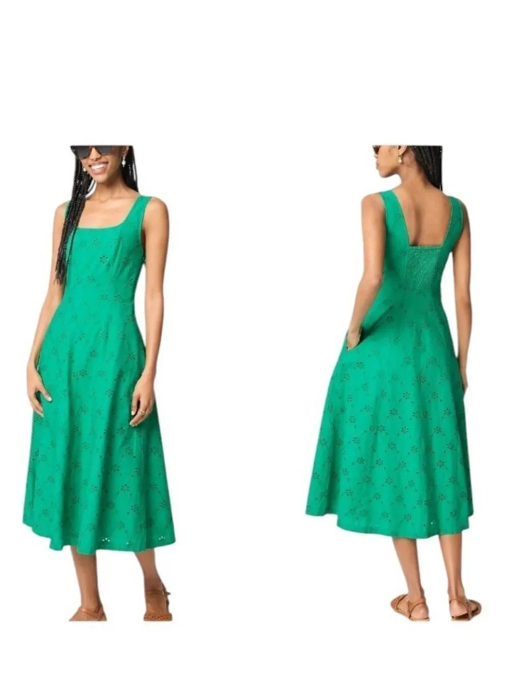 NWT J. Crew Eyelet embroidered midi dress Emerald Beryl Green Size 4